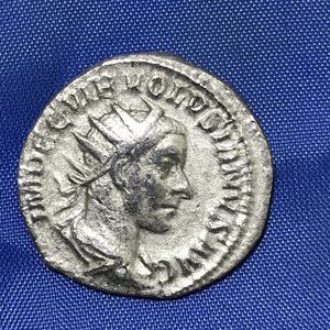 Authentic Ancient VOLUSIAN 252AD VIRTUS Rome Silver Roman Coin